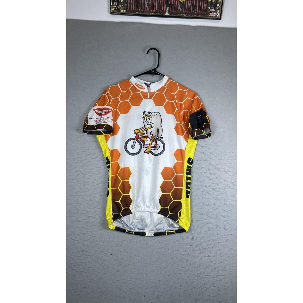 Mtborah Cycling Jersey‎ Womens Large Multicolor Tooth Graphic Full Zip Dental